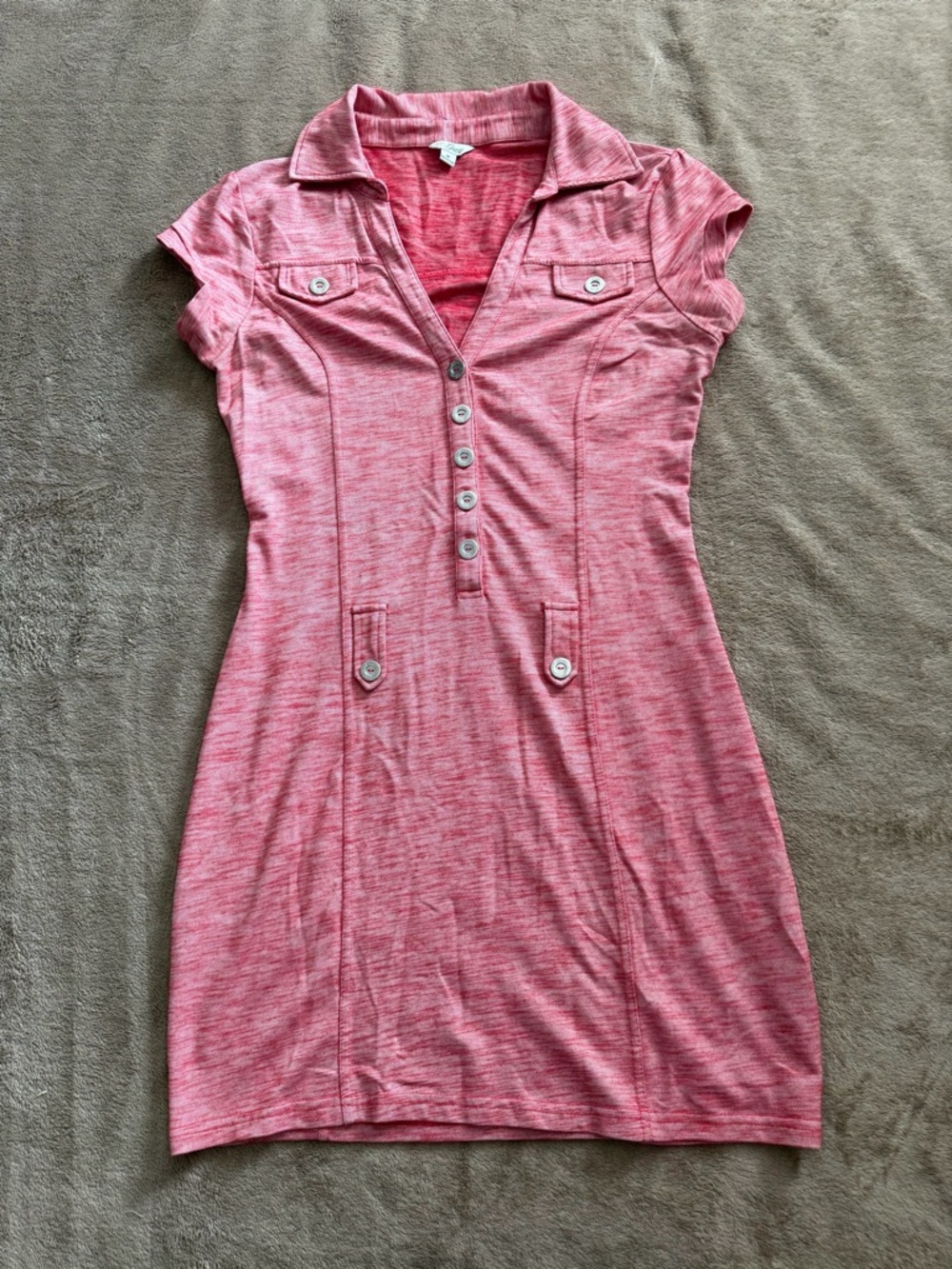 Guess Heathered Pink Polo-Style Mini is Dress